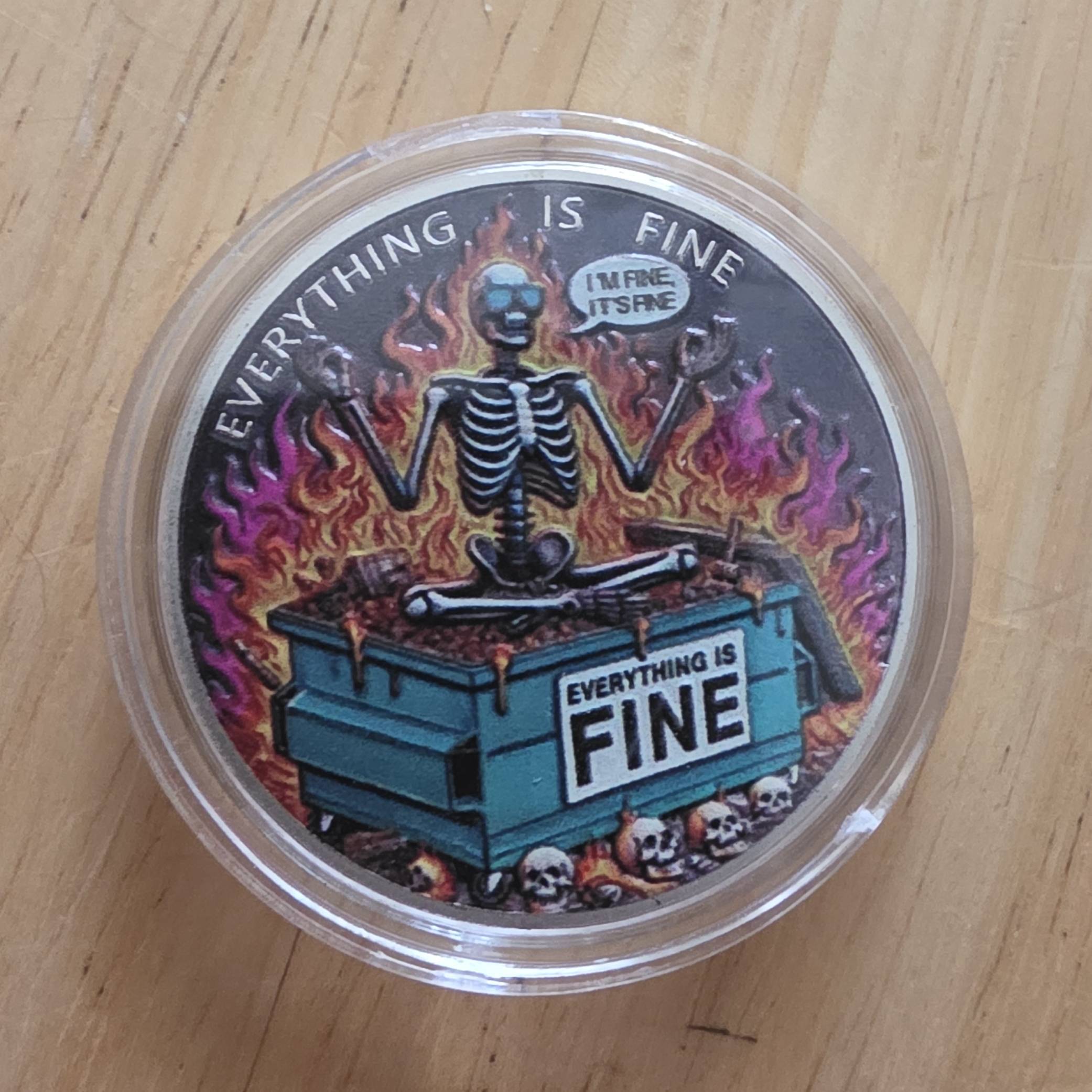 Dumpster fire — front