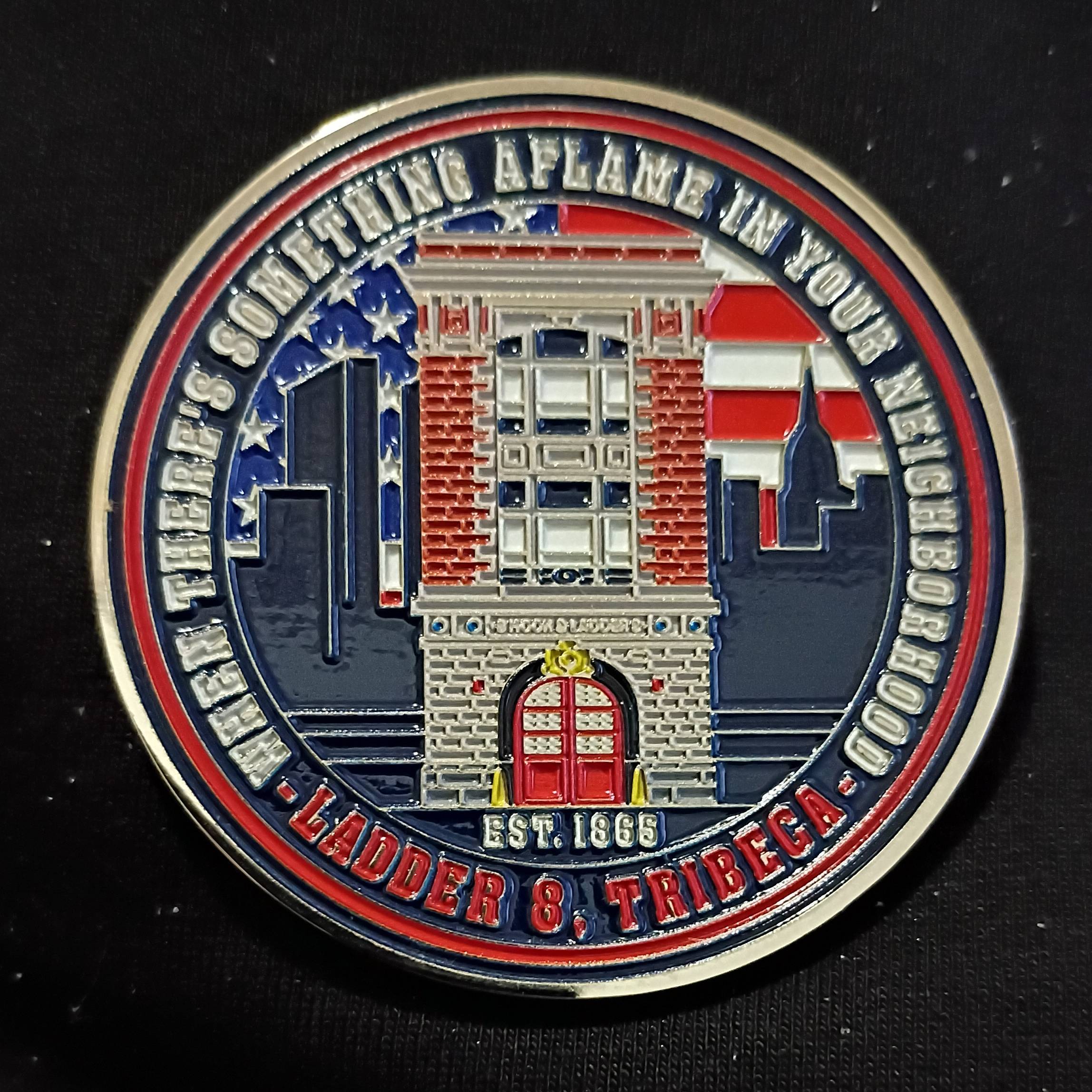 Ladder 8 ghostbuster Firehouse challenge coin — back