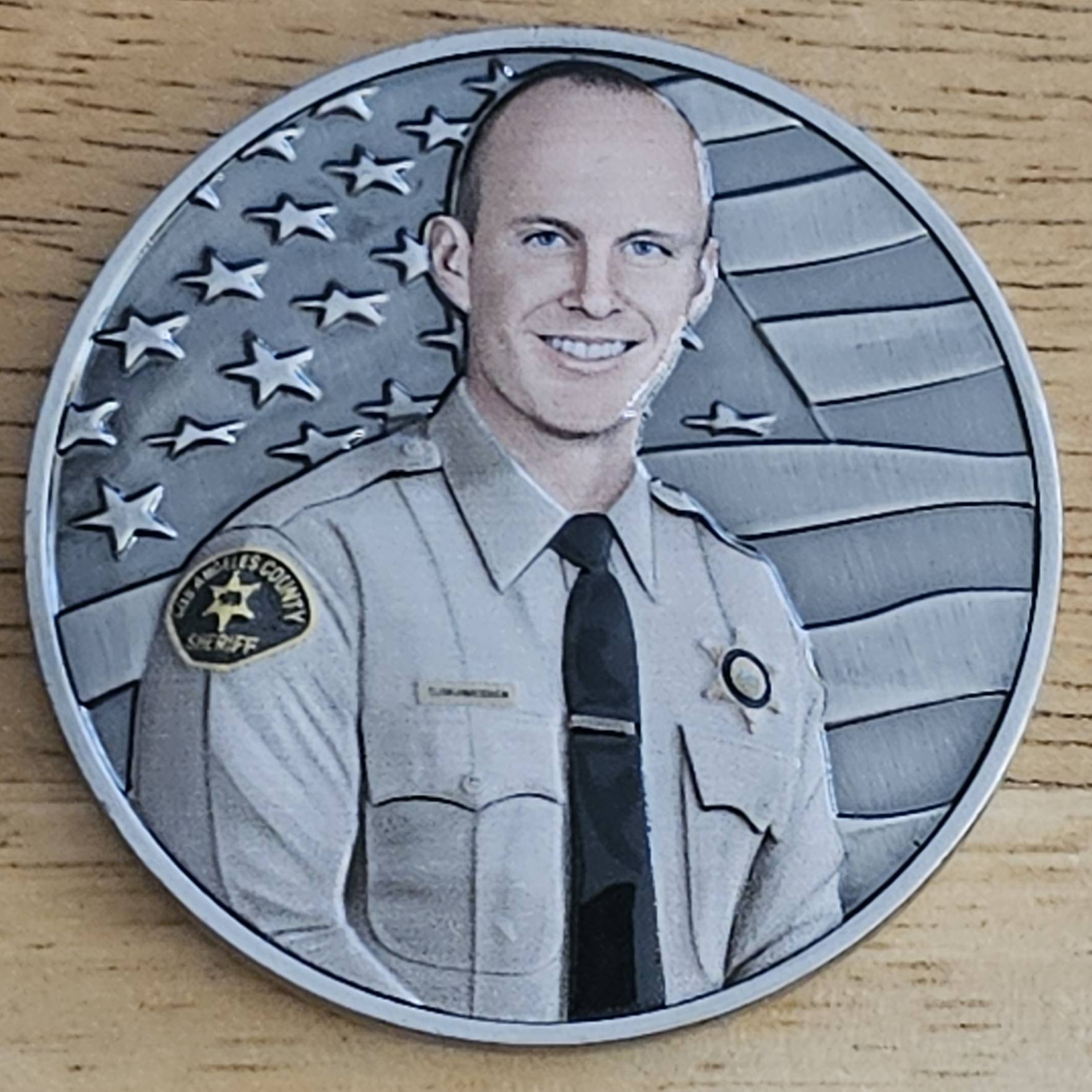 Memorial Coin Deputy Ryan Clinkunbroomer LA County Sheriff's Office — back