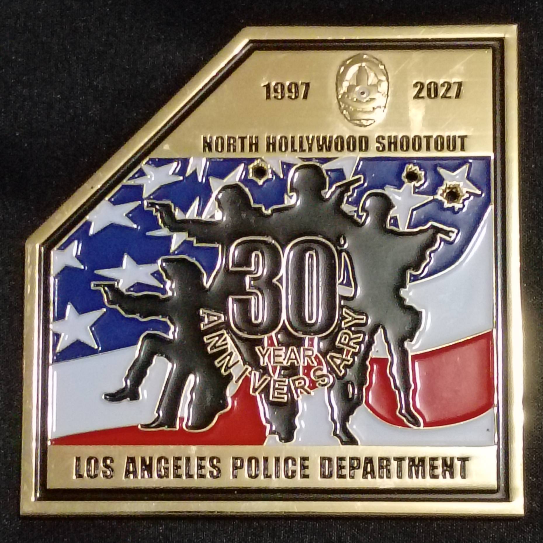 LAPD North Hollywood shootout 30th anniversary challenge coin — back