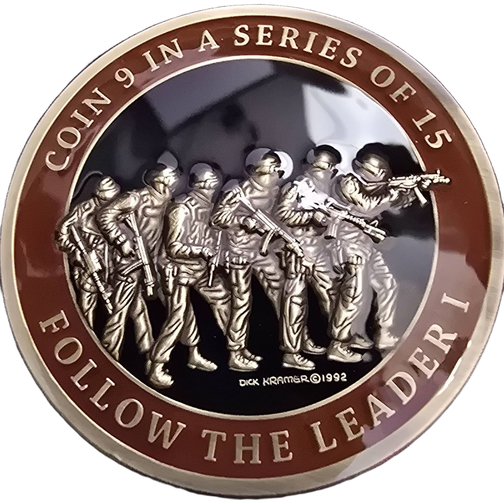 Dick Kramer coin 9 in a series of 15 Follow the leader I — front