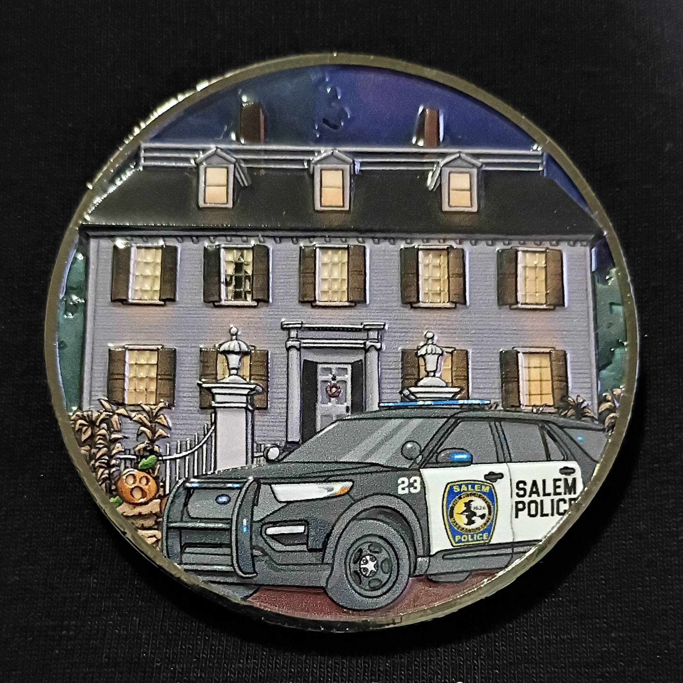Salem Police Massachusetts Halloween Challenge Coin — front