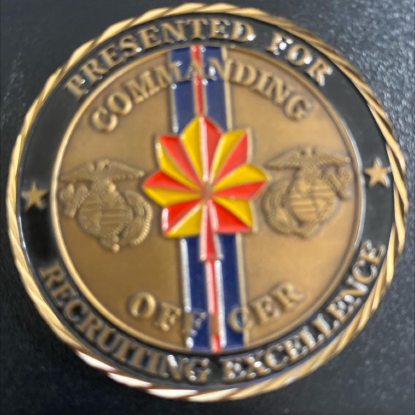 USMC 9th Marine Corps Recruiting District Recruiting Excellence Coin — back