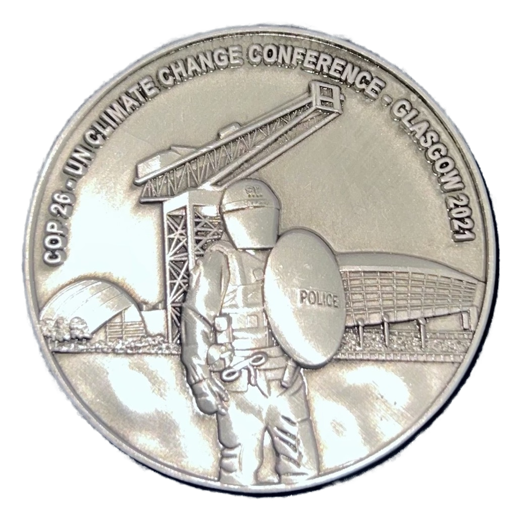 Police Scotland Public Order COP26 Challenge Coin - White — back