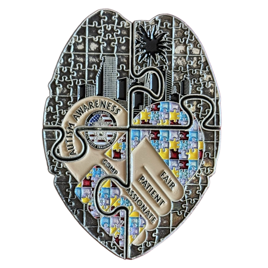 Miami-Dade Police Autism Awareness Month Puzzle Coin — back