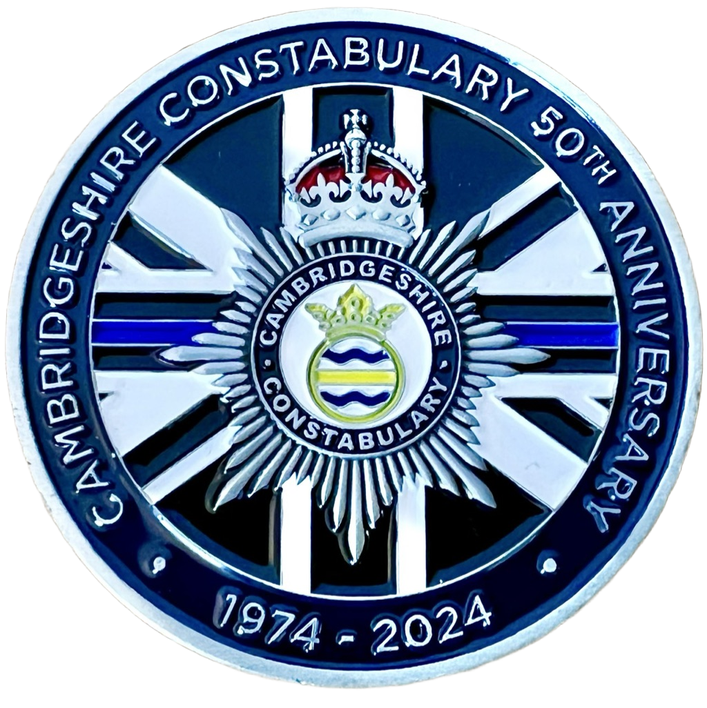 Cambridgeshire Constabulary 50th Anniversary Challenge Coin — back