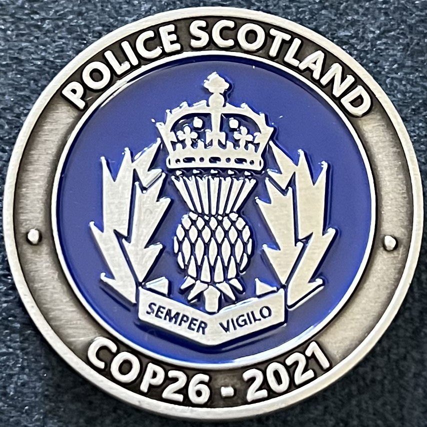 Police Scotland Metropolitan Police COP26 Challenge Coin — front