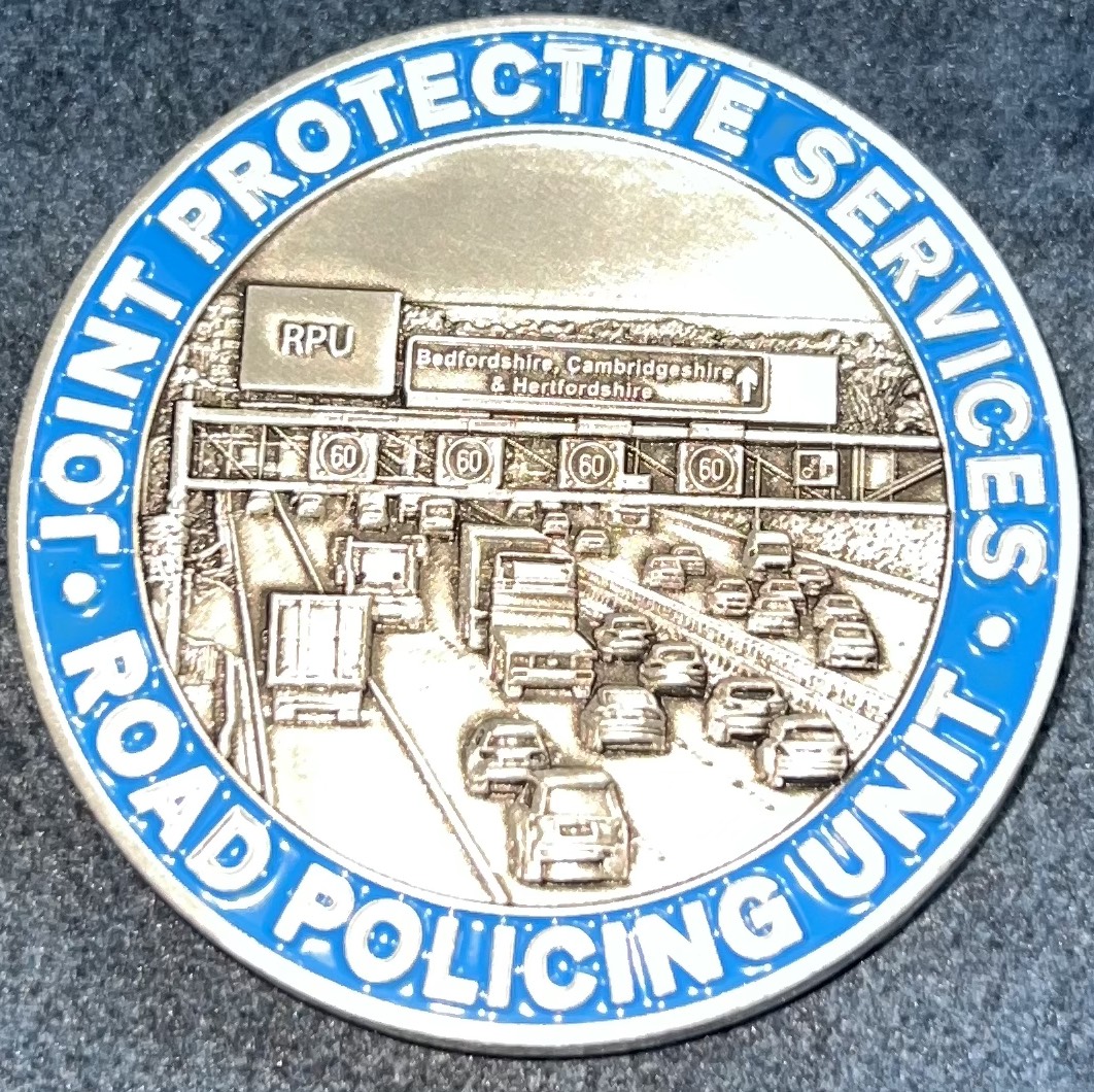 Bedfordshire Cambridgeshire Hertfordshire Road Policing Unit Challenge Coin — back