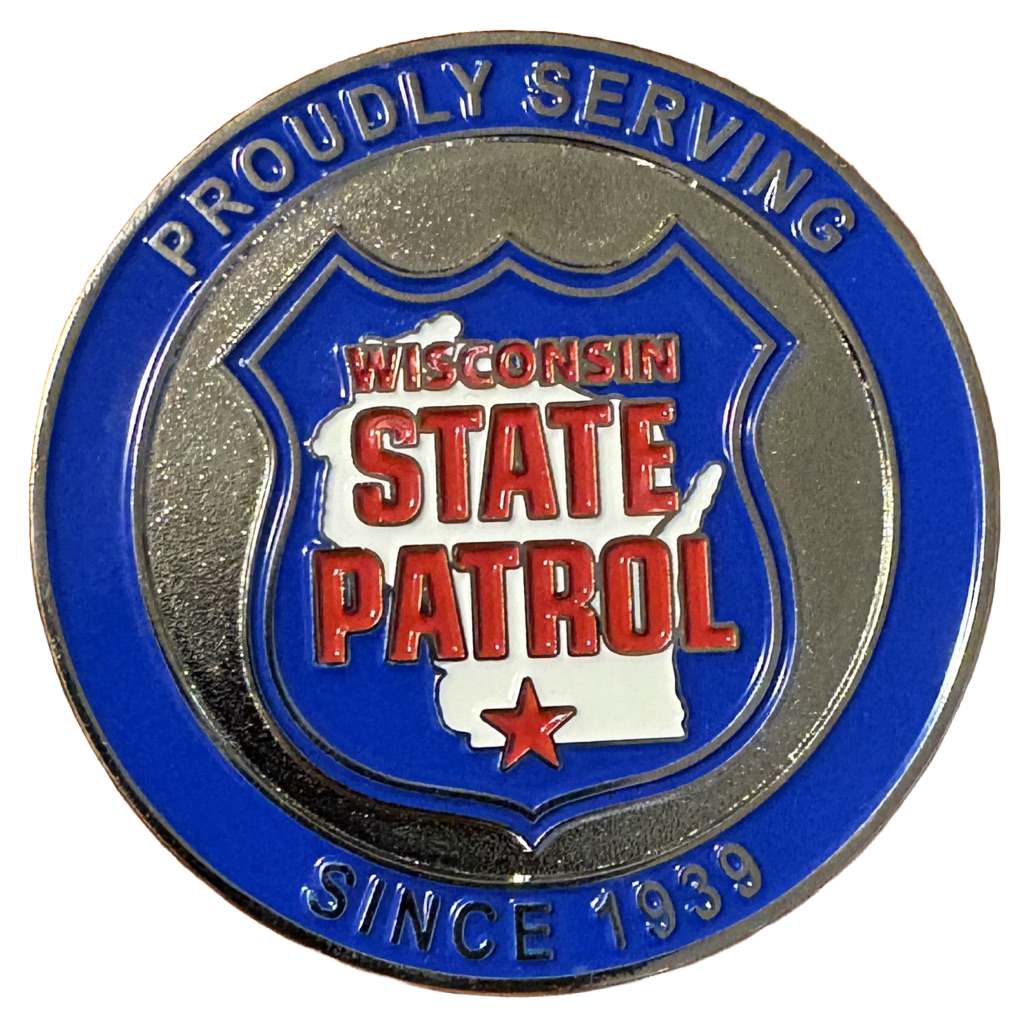 Wisconsin State Patrol Green and Gold Draft Coin — back