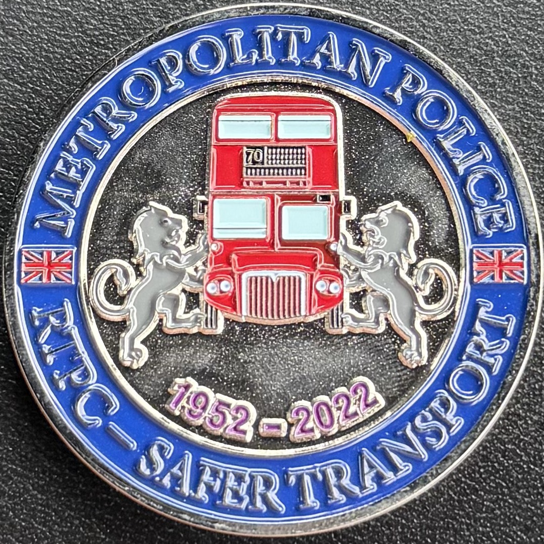 Metropolitan Police RTPC - Safer Transport Team The Queen’s PlatinumJubilee Challenge Coin - Blue — front