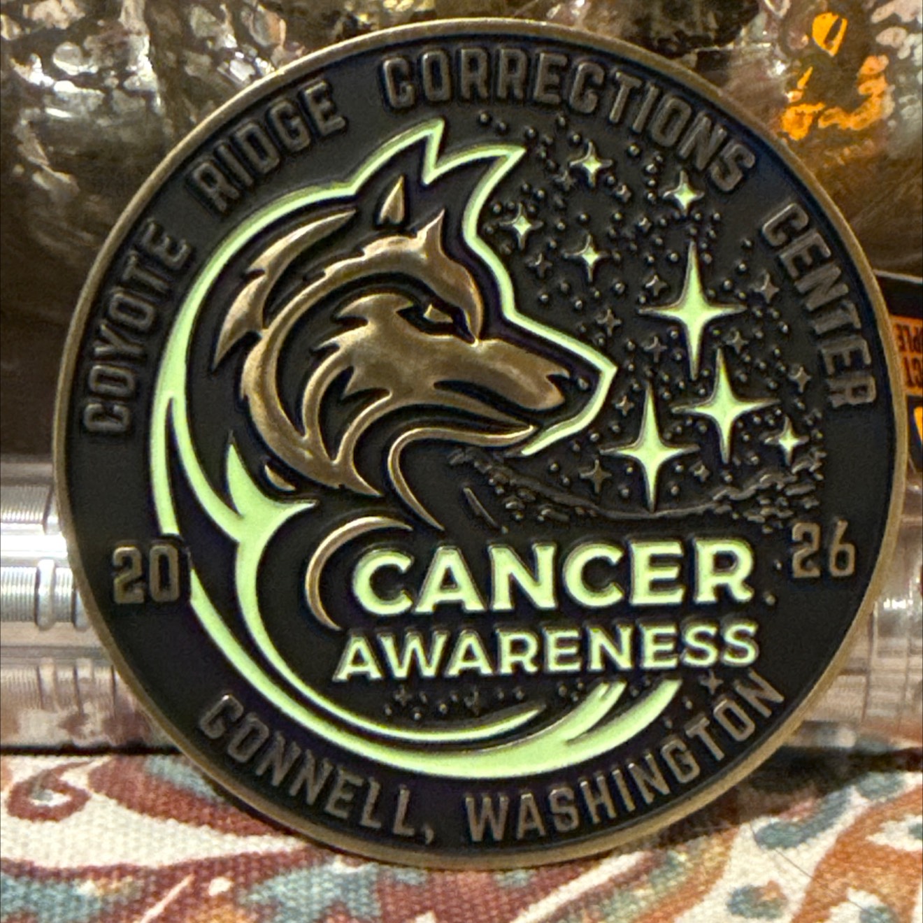 Coyote Ridge Corrections Center Cancer Awareness Challenge Coin — front