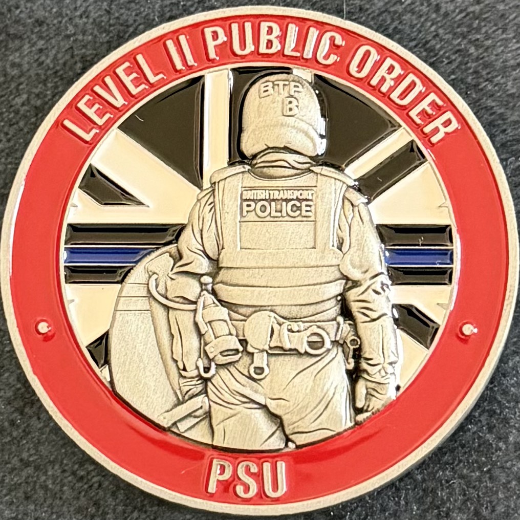British Transport Police Level II Public Order London Challenge Coin - Red — front