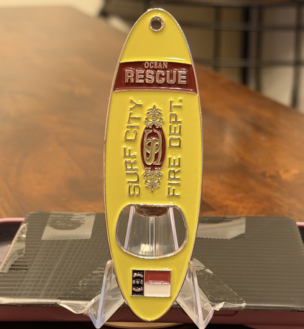 Surf city fire stitch surfboard — back