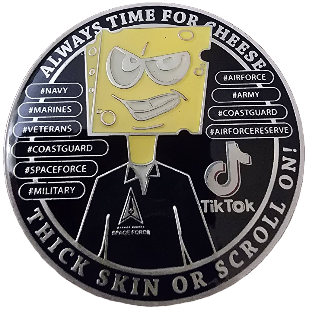 Thick Skin or Scroll On Challenge Coin — front