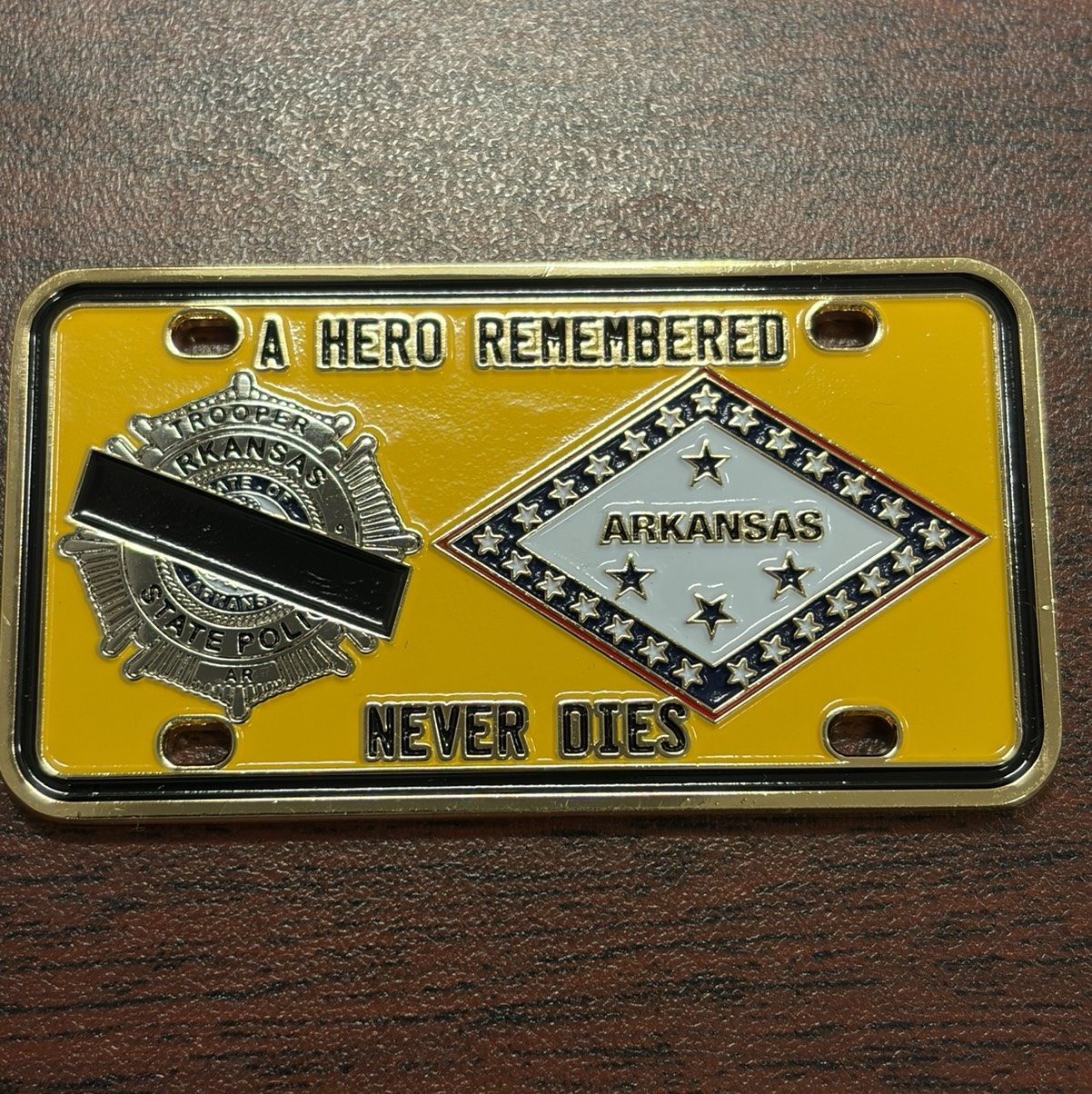 Arkansas State Police Memorial License Plate — back