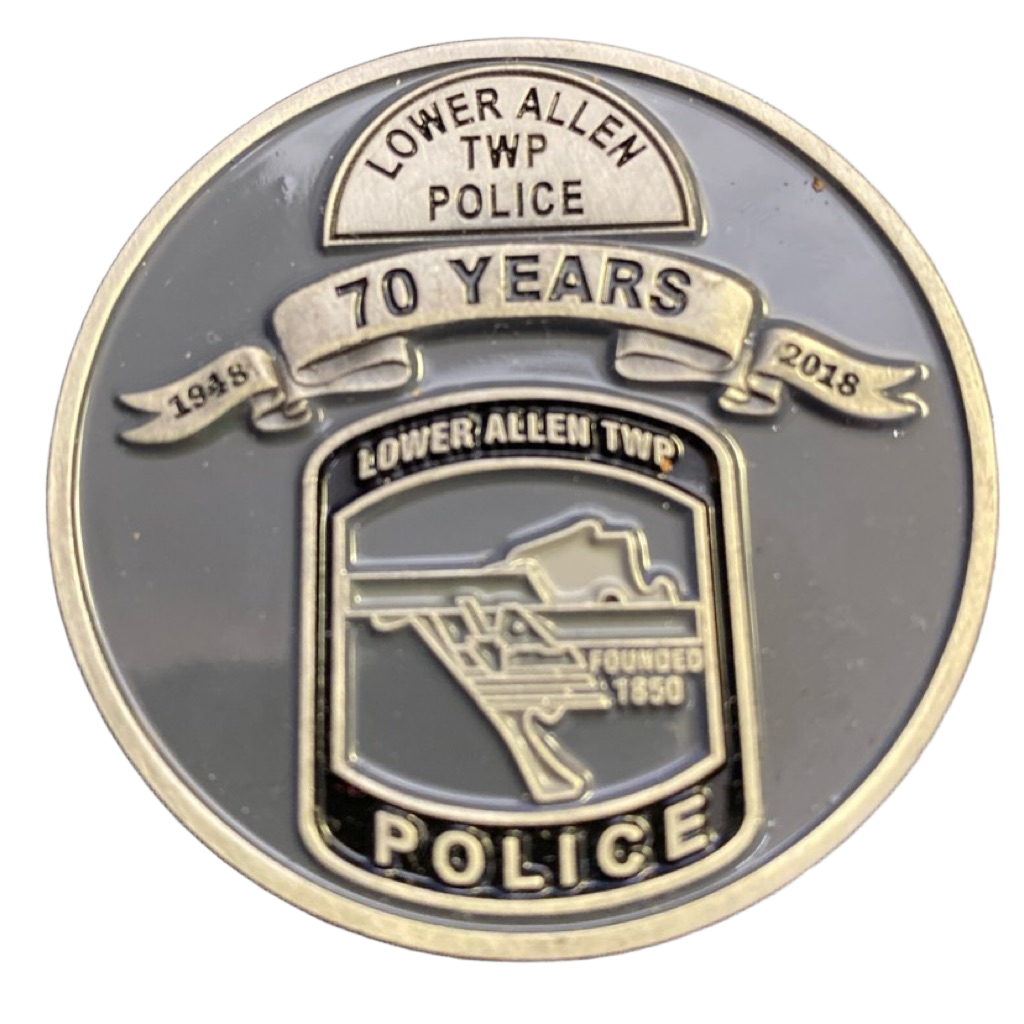 Lower Allen Township Police 70 Years Anniversary Challenge Coin — front